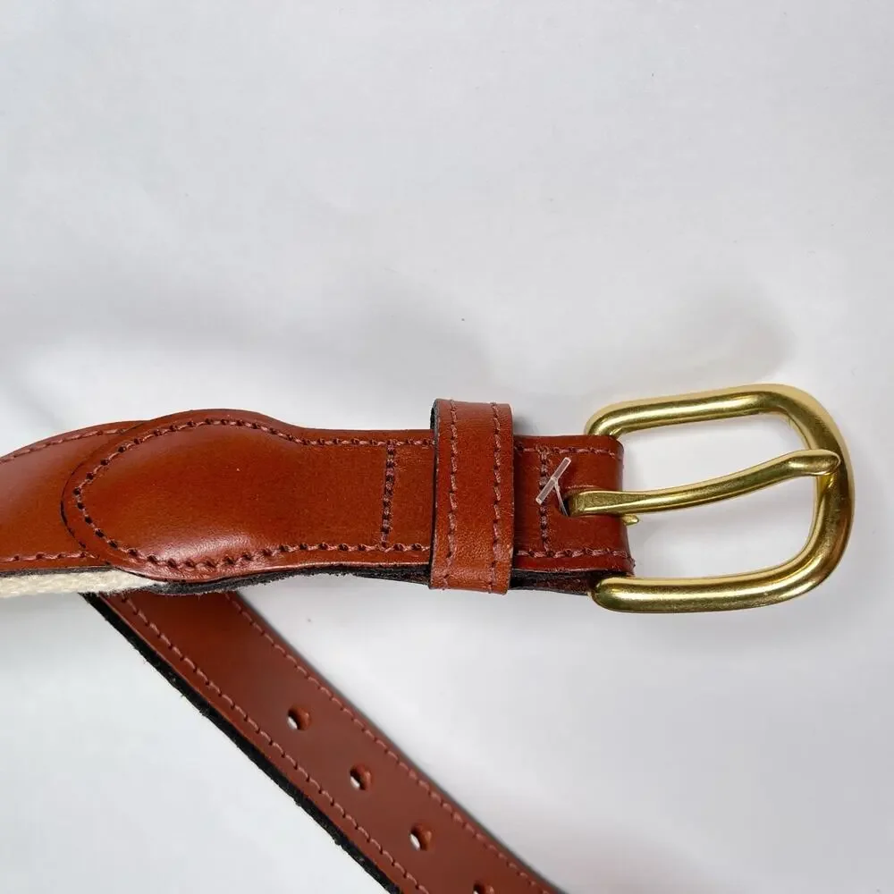 Leather Man Ltd Essex, CT USA Top Grain Leather Fish‎ Belt Brass Buckle 46